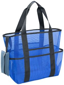 Extra Grote Capaciteit Strand Bakken Mesh Tas Met Zakken Rits Heavy Duty Lichtgewicht En Opvouwbare Oversized Carry Storage Sport blauwe kleur