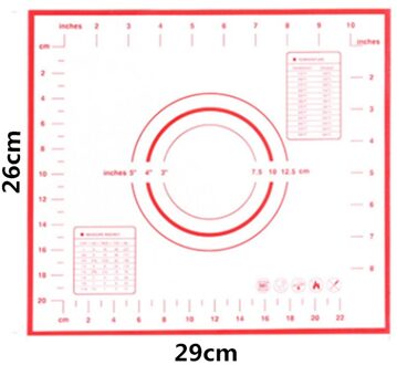 Extra Grote Siliconen Gebak Mat Extra Dikke Non Stick Bakken Mat Met Meting Fondant Mat Teller Mat Deeg Rolling Mat 26X29cm rood