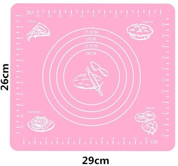 Extra Grote Siliconen Gebak Mat Extra Dikke Non Stick Bakken Mat Met Meting Fondant Mat Teller Mat Deeg Rolling Mat 26X29cm roze