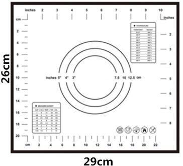 Extra Grote Siliconen Gebak Mat Extra Dikke Non Stick Bakken Mat Met Meting Fondant Mat Teller Mat Deeg Rolling Mat 26X29cm zwart