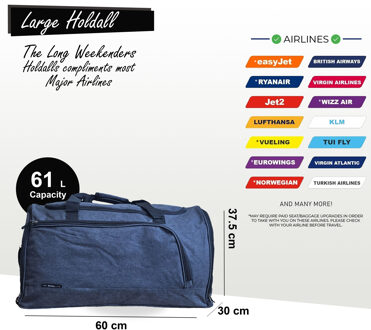 Extra grote weekendtas, handbagage, sporttas voor in de handbagage Zwart