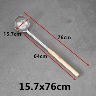 Extra lange roestvrij staal houten handvat spatel Soep lepel koken kantine keuken China wok chef soep fabriek spatel Turner 15.7x76cm
