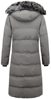 Extra lange winterjas met nep bontkraag Grijs - S