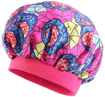 Extra Large Sleep Cap Kids Elastic Wide Band African Print Ankara Satin Bonnet Sleep Cap Turban Night Sleep Beanie Chemo Hat 03 roze blauw
