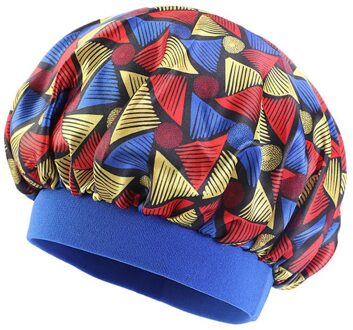 Extra Large Sleep Cap Kids Elastic Wide Band African Print Ankara Satin Bonnet Sleep Cap Turban Night Sleep Beanie Chemo Hat 06 koninklijk blauw