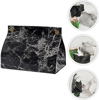 Extractie Papier Case Pu Leather Tissue Box Servet Case Voor Home Office Hotel zwart