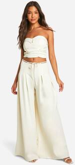 Extreem Wijde Pijp Geplooide Broek, Ecru - 38