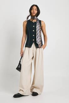 Extreem Wijde Pijp Geplooide, Op Maat Gemaakte Broek, Ecru - 42