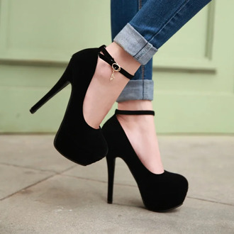 Extreme High Heels Platform Women Pumps Ankle Strap Stiletto Heel Shoes Woman Stripper Heels Evening Shoes Blue Black Size 41 42