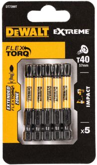 Extreme Impact Torsion Schroefbits Dt7399t-qz 57mm T40 5 Stuks