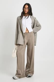 Extreme Plooien Wijde Pijp Broek, Taupe - 40