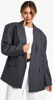 Extreme Revers Oversized Open Blazer, Charcoal - 36