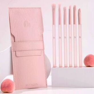 Eye Brush Pouch Set - Semi Sugar Peach #Pink - 6pcs