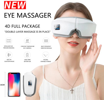 Eye Massager 4D Smart Airbag Vibration Eye Care Instrument Hot Compress Bluetooth Eye Massage Glasses Fatigue Pouch & Wrinkle