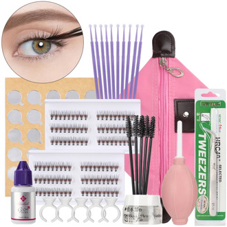 Eyelash Extension Kit for Self Grafting Individual Cluster Eyelashes Non-irritation Glue Applied with Eye Open Make up Tools