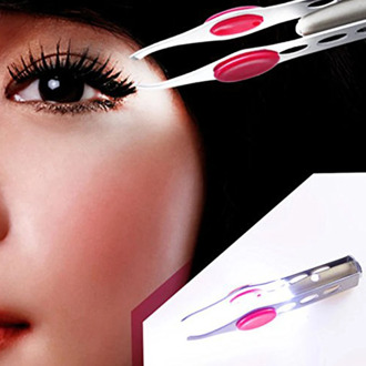 Eyelash Eyebrow Tweezers Eyebrow Face Hair Removal Lightweight Stainless Steel LED Light Tweezers Makeup Tool