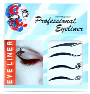 Eyeliner stickers - 4 designs - strass steentjes - party gezichts stickers Multi