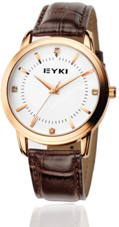 Eyki Mens Watches Luxury Casual Lovers' Quartz Wristwatch Imitation Leather Simple Crystal Dial Watch Women relogio masculino