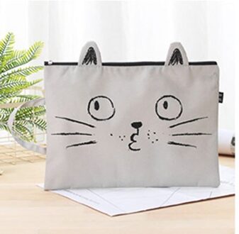 EZONE A4 Kat Canvas Tas Stof Bestandsmap Document Aktentas Papier Organizer Bag Kantoor Schoolspullen Papelaria grijs