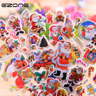 EZONE Christmas Stationery Sticker Child DIY Sticker Kawaii Santa Claus/Elk/Christmas Tree Waterproof PVC Sticker Christmas Gift