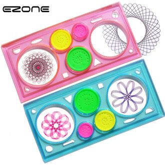 EZONE Schilderen Heersers Tekening Kinderen DIY Graffiti multifunctionele Interessante Puzzel Spirograph Plastic Heerser School Supply