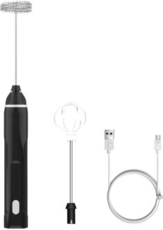 F #3-Speed Huishoudelijke Melkopschuimer Usb Elektrische Melkopschuimer Koffie Handheld Elektrische Garde Frothers Espumador De Leche zwart