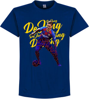 F. De Jong Barcelona Script T-Shirt - Blauw - XL