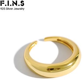 F.I.N.S Sterling Silver Rings for Women Simple Silver Golden Finger Ring Minimalist Open Adjustable Ring Silver 925 Jewelry