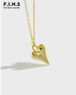 F.I.N.S Sweet Pure 925 Sterling Silver Necklace Tiny Love Heart Pendant Necklace Stackable Clavicle Chain Necklace Fine Jewelry