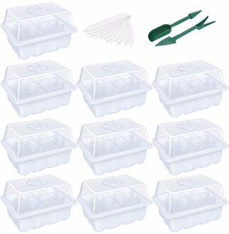 F # Zaad Starter Trays Zaailing Lade (12 Cellen Per Lade) vochtigheid Verstelbare Plant Starter Groeien Kit Kas Met Dome Base