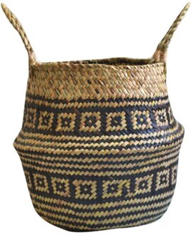 F # Zeegras Rieten Opslag Mand Huishoudelijke Opslag Bloempot Opvouwbare Mand Voor Thuis Decoratie Tuin Accessoire Organizer