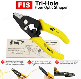 F11301T Miller Klem Fiber Striptang F11301T Fis Tri-Hole Fiber Optic Stripper Miller Draad Stripper