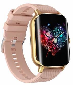 F12 2,02-inch gebogen scherm Smart horloge met encoder Bluetooth bellen Smart armband met gezondheidsmonitoring - Gold / Pink