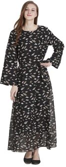 F8818 Vrouwen Zomer Boho Stijl Bloemenprint Strand Jurk Party Jurk zwart / L