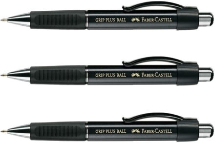 Fabel Castell Grip plus luxe balpen - Set van 3x stuks - blauwe inkt - zware kwaliteit