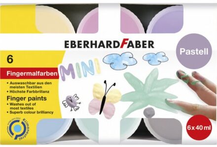 Faber-Castell Eberhard faber vingerverf pastel, 6 kleuren à 40 ml