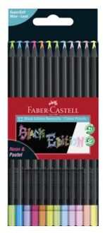 Faber-Castell Faber castell kleurpotloden black edition 12 stuks neon+pastel in karton etui