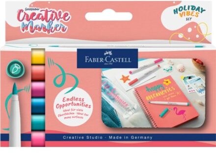 Faber-Castell Faber castell marker creatief goldfaber brushpunt b - holiday vibes, 6 stuks