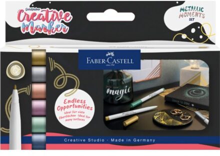 Faber-Castell Faber castell marker creatief goldfaber brushpunt b - metallic moments, 6 stuks