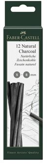 Faber-Castell Houtskool staafjes - 12 stuks - 5 tot 8 mm - tekenen