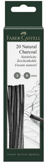 Faber-Castell Houtskool - tekenen met houtskool - Dia 3/6 mm - 20x sticks - zwart
