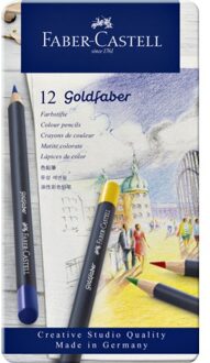 Faber-Castell Kleurpotloden Faber Castell Goldfaber blik a 12 stuks assorti Blauw