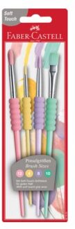 Faber-Castell Penselenset Faber-Castell soft touch, 4 stuks pastel kleuren