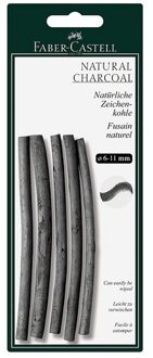 Faber-Castell Tekenen met houtskool - 7/12 mm - 4 sticks/potloden - diep zwart