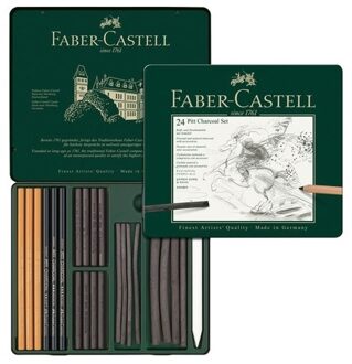 Faber-Castell Tekenen met houtskool setje 24 delig - Tekenhoutskool Multikleur