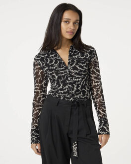 Fabienne Chapot Blouse lange mouw cltbls09 kevis - maat L Zwart
