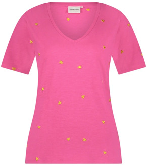 Fabienne Chapot Phil V-neck Orange Heart T-shirt Fabienne Chapot , Pink , Dames - M,S