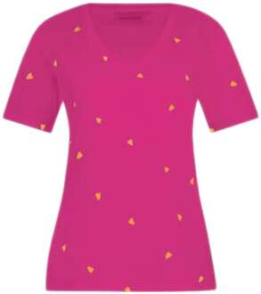 Fabienne Chapot Phil v-neck orange heart t-shirt Roze - XS