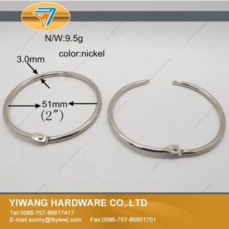 Fabrikant direct klaslokaal opknoping ring 10 stks/pakket kaarten bindmiddel irng vernikkelen notebook ring 51mm