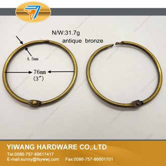 Fabrikant direct producten antieke bronzen ring 76mm 10 stks/pakket postkaarten collection binder ring opknoping ring